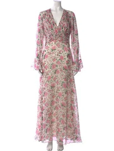 Pre-owned Amur Silk Long Dress In Neutral