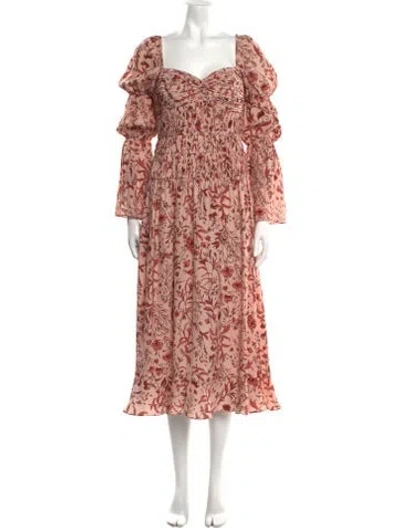 Pre-owned Amur Silk Long Dress In Pink