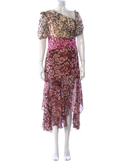 Pre-owned Amur Silk Long Dress In Pink
