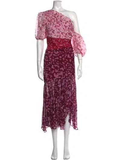Pre-owned Amur Silk Long Dress In Pink