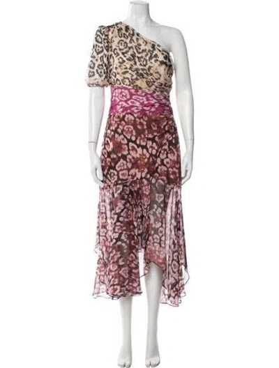 Pre-owned Amur Silk Long Dress In Pink