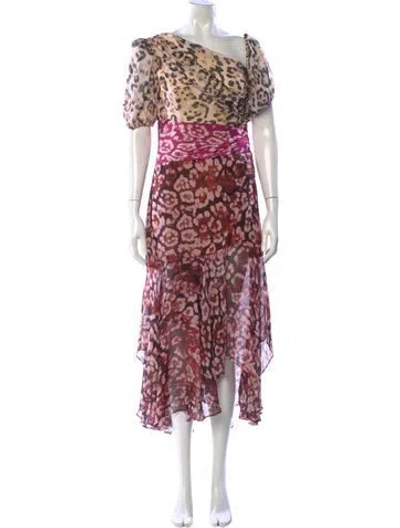 Pre-owned Amur Silk Long Dress In Pink