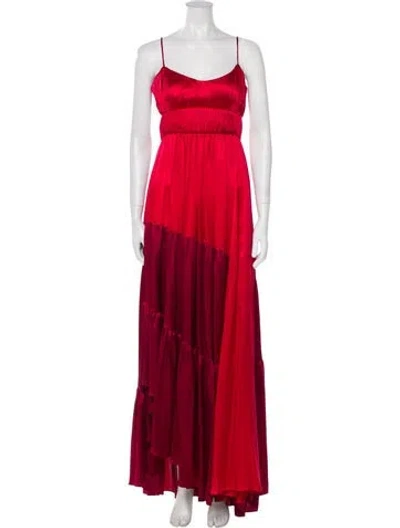 Pre-owned Amur Silk Long Dress In Red