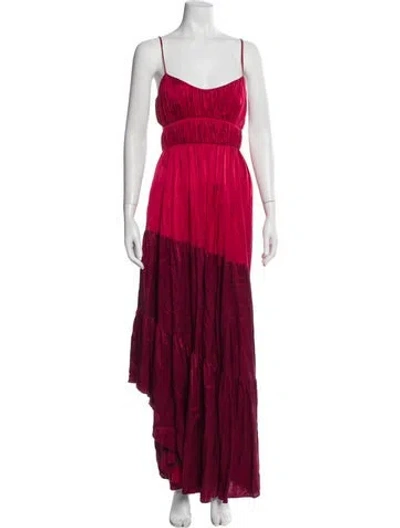 Pre-owned Amur Silk Long Dress In Red