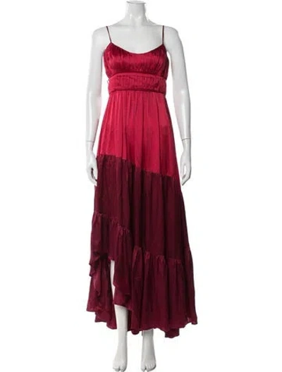 Pre-owned Amur Silk Long Dress In Red