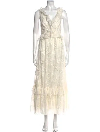 Pre-owned Amur Silk Long Dress W/ Tags In Neutral