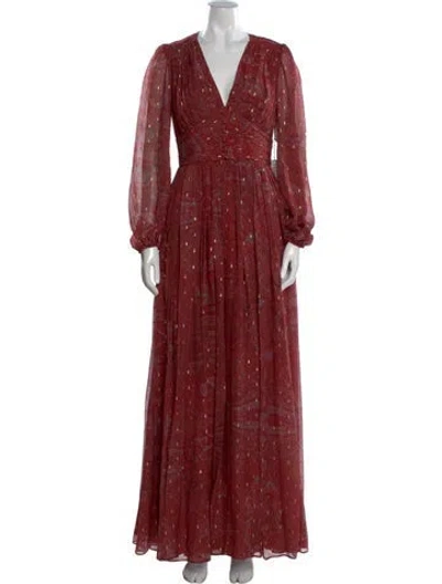 Pre-owned Amur Silk Long Dress W/ Tags In Red
