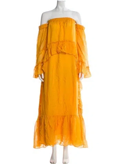 Pre-owned Amur Silk Long Dress W/ Tags In Yellow