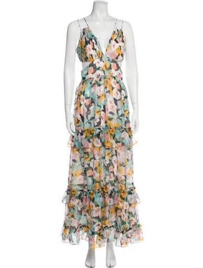 Pre-owned Amur Silk Long Dress In White