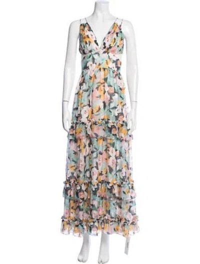 Pre-owned Amur Silk Long Dress In White