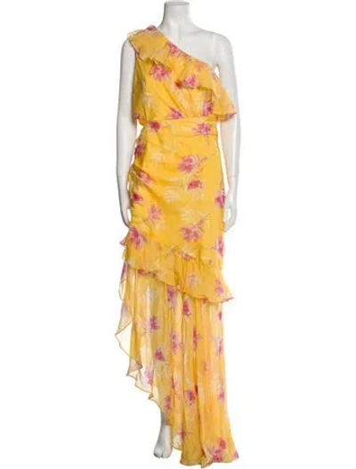 Pre-owned Amur Silk Long Dress In Yellow