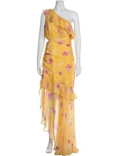 Pre-owned Amur Silk Long Dress In Yellow
