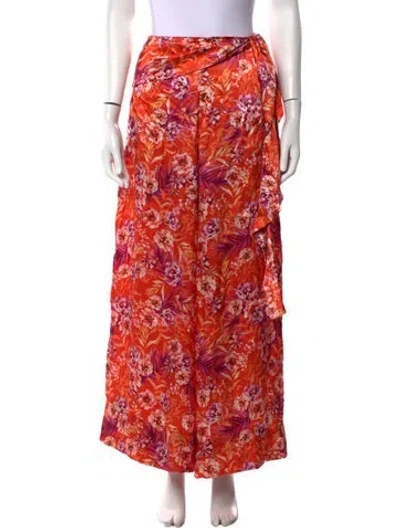 Pre-owned Amur Silk Long Skirt In Orange