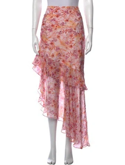 Pre-owned Amur Silk Long Skirt In Pink