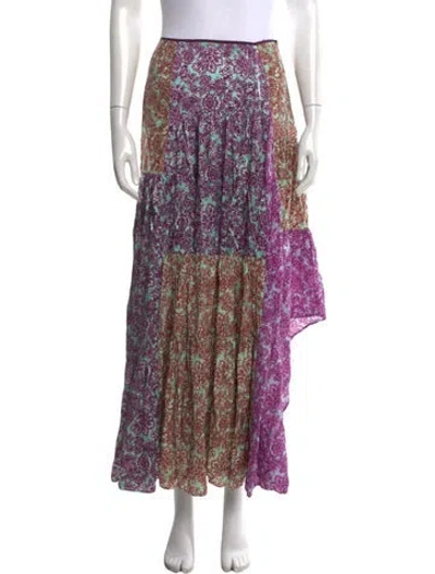 Pre-owned Amur Silk Long Skirt In Purple