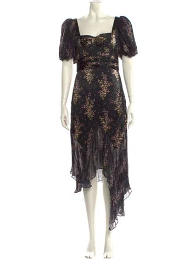 Pre-owned Amur Silk Midi Length Dress In Black