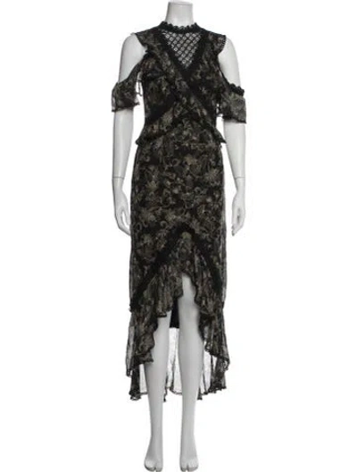 Pre-owned Amur Silk Midi Length Dress In Black