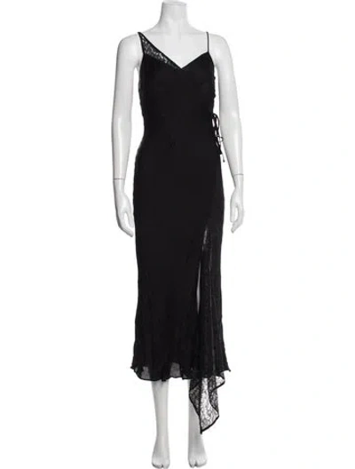 Pre-owned Amur Silk Midi Length Dress In Black