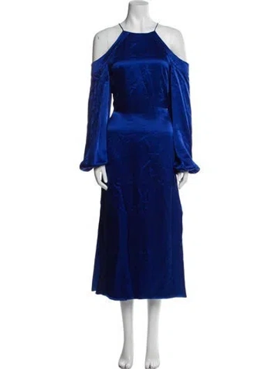 Pre-owned Amur Silk Midi Length Dress In Blue
