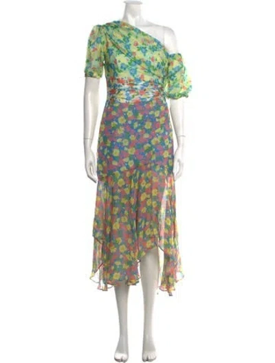 Pre-owned Amur Silk Midi Length Dress In Blue