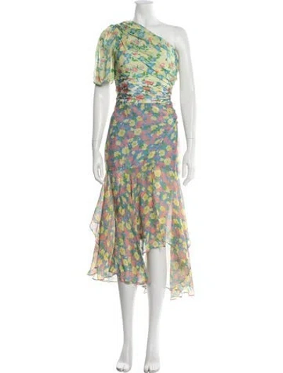 Pre-owned Amur Silk Midi Length Dress In Blue