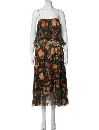 Pre-owned Amur Silk Midi Length Dress In Green