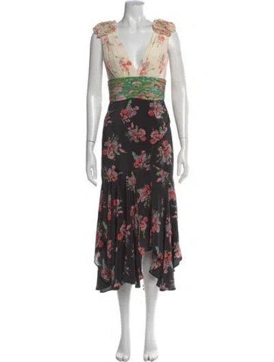 Pre-owned Amur Silk Midi Length Dress In Neutral