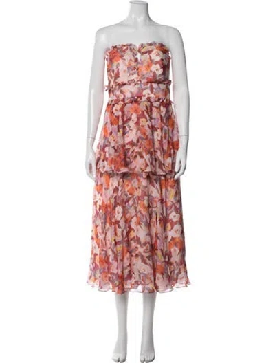 Pre-owned Amur Silk Midi Length Dress In Pink
