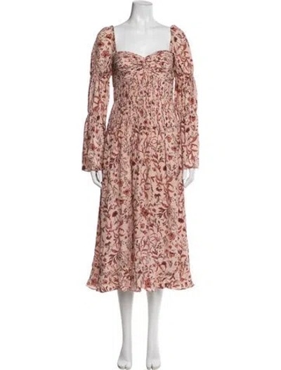Pre-owned Amur Silk Midi Length Dress In Pink