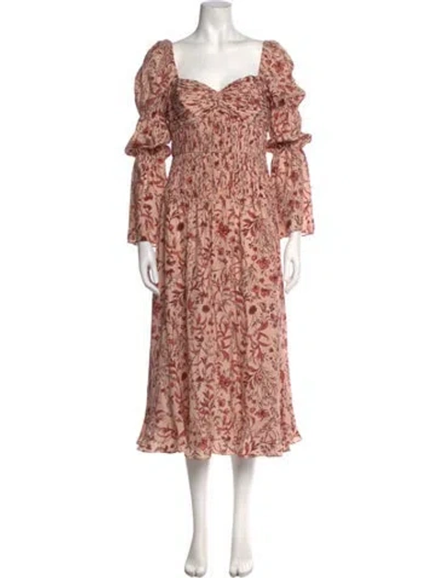 Pre-owned Amur Silk Midi Length Dress In Pink