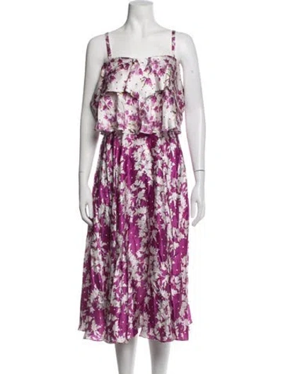 Pre-owned Amur Silk Midi Length Dress In Purple