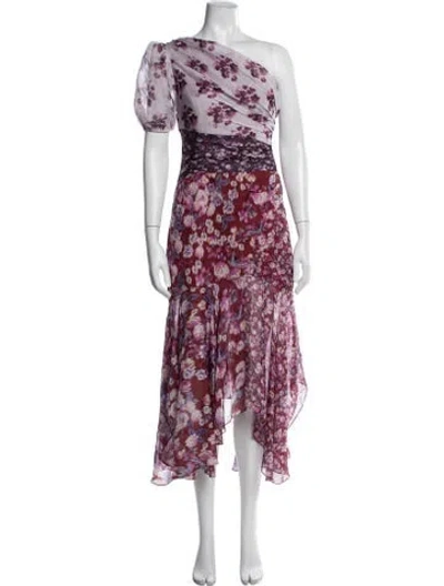 Pre-owned Amur Silk Midi Length Dress In Purple
