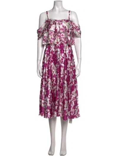 Pre-owned Amur Silk Midi Length Dress W/ Tags In Purple