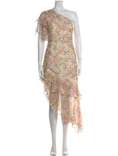 Pre-owned Amur Silk Midi Length Dress In White