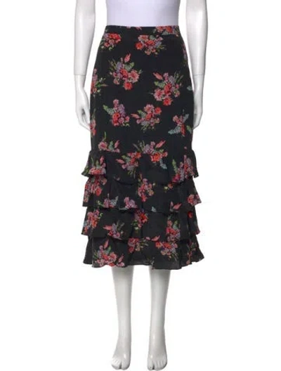 Pre-owned Amur Silk Midi Length Skirt In Black