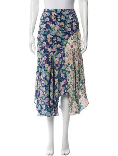 Pre-owned Amur Silk Midi Length Skirt In Blue