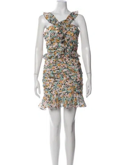 Pre-owned Amur Silk Mini Dress In Blue