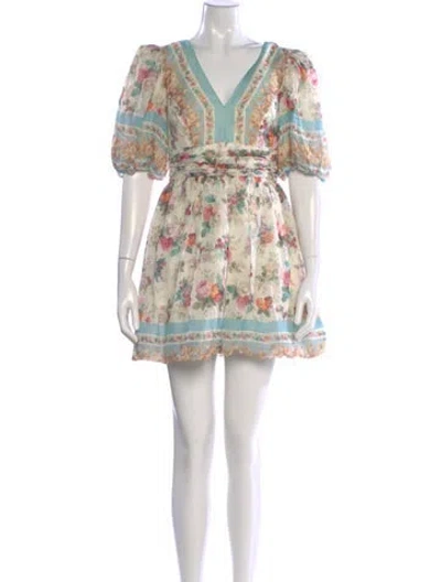 Pre-owned Amur Silk Mini Dress In Neutral