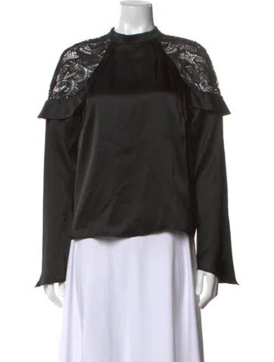 Pre-owned Amur Silk Mock Neck Top In Black
