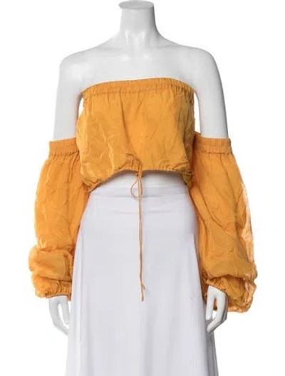 Pre-owned Amur Silk Off-the-shoulder Crop Top In Multi