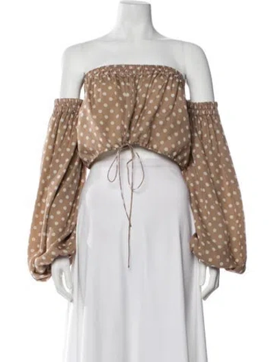 Pre-owned Amur Silk Polka Dot Print Crop Top In Multi