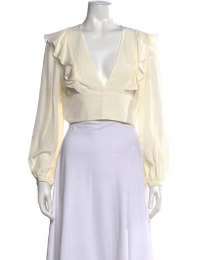 Pre-owned Amur Silk V-neck Blouse In Neutral