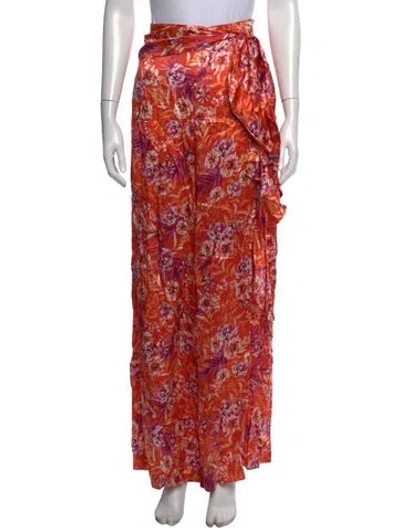 Pre-owned Amur Silk Wide Leg Pants In Orange