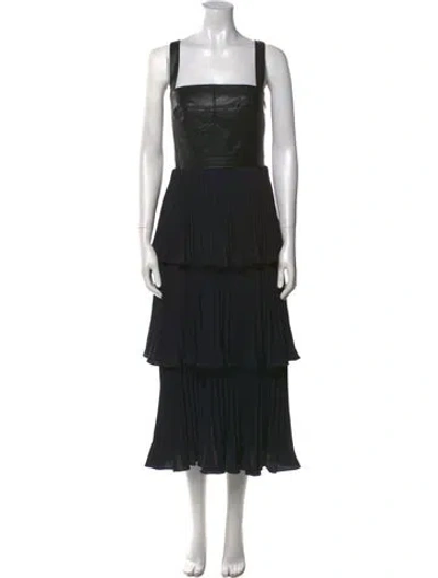 Pre-owned Amur Square Neckline Long Dress In Black