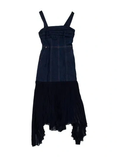 Pre-owned Amur Square Neckline Long Dress In Blue