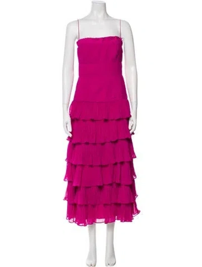 Pre-owned Amur Square Neckline Long Dress In Pink
