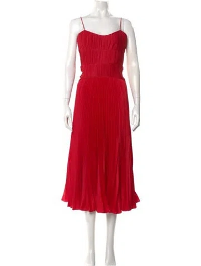 Pre-owned Amur Square Neckline Long Dress In Red