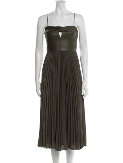 Pre-owned Amur Square Neckline Midi Length Dress In Green