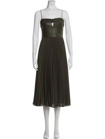 Pre-owned Amur Square Neckline Midi Length Dress In Green