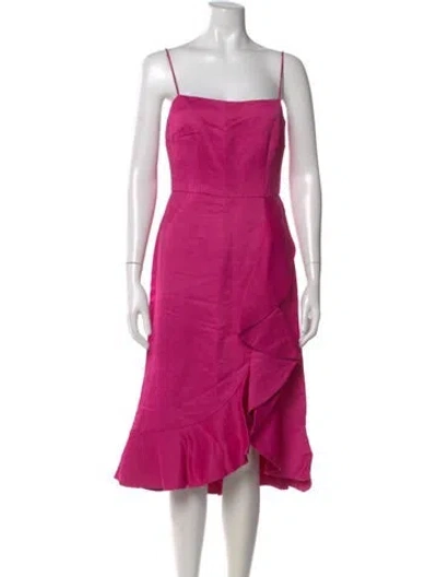Pre-owned Amur Square Neckline Midi Length Dress In Pink